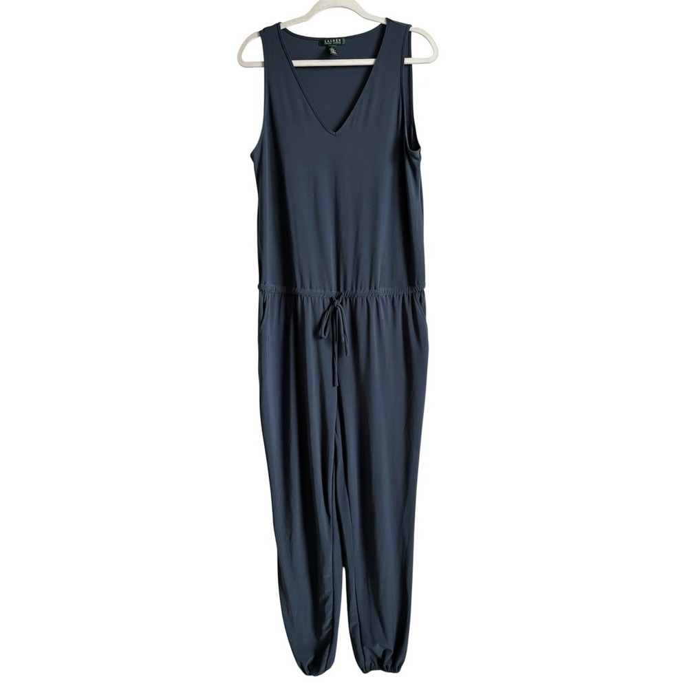 Lauren Ralph Lauren Navy Blue Sleeveless V-Neck Jumpsuit